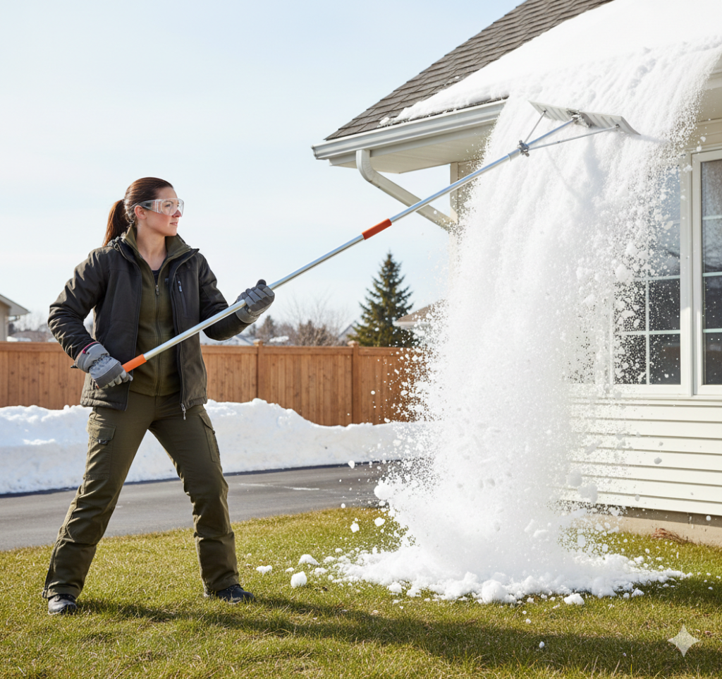 Snow Roof Rake w 16ft Pole Review